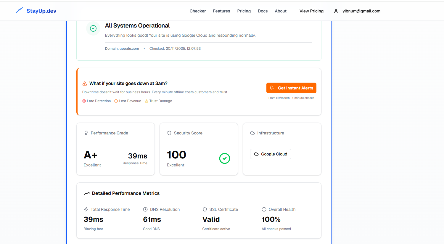 StayUp.dev - Screenshot 3 showing product features and functionality
