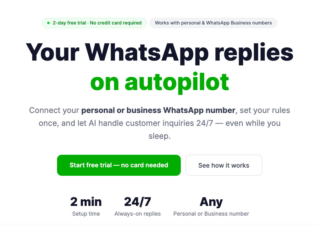 Your WhatsApp replies on autopilot gallery image