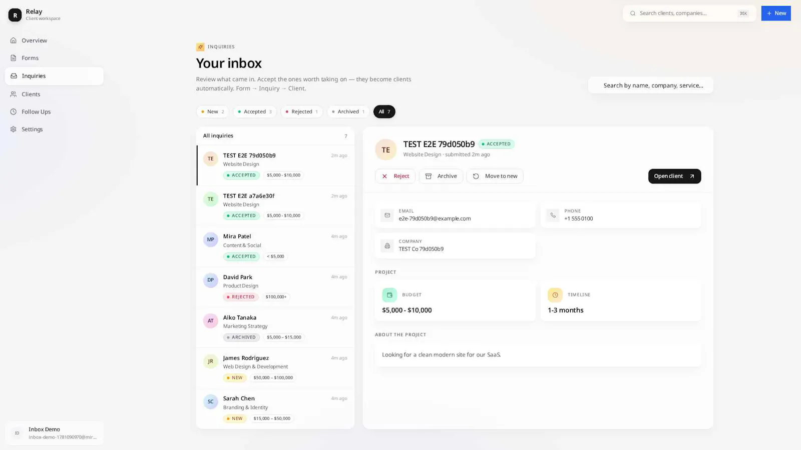 Mireek — Client management for agencies. screenshot 1