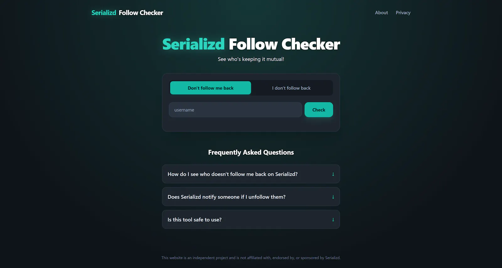 Serializd Follow Checker screenshot 1