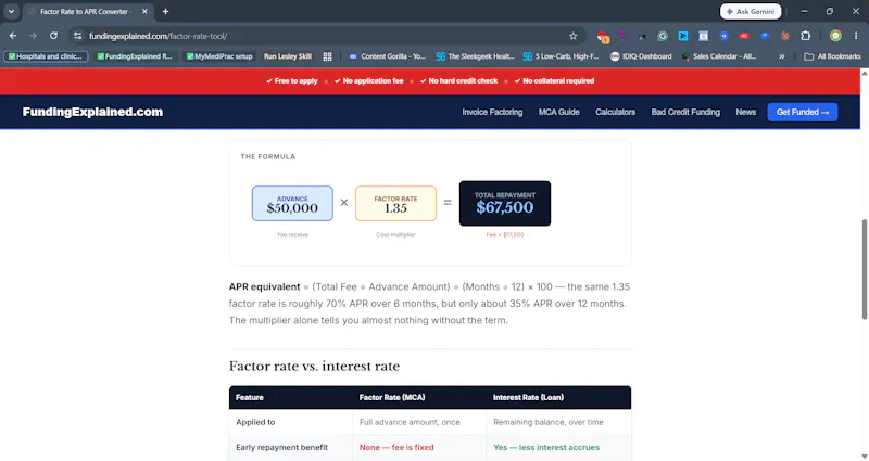 MCA Factor Rate Calculator screenshot 3