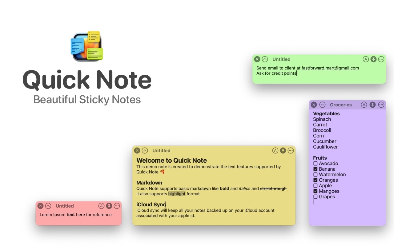 startuptile Quick Note-Colorful sticky notes for Mac