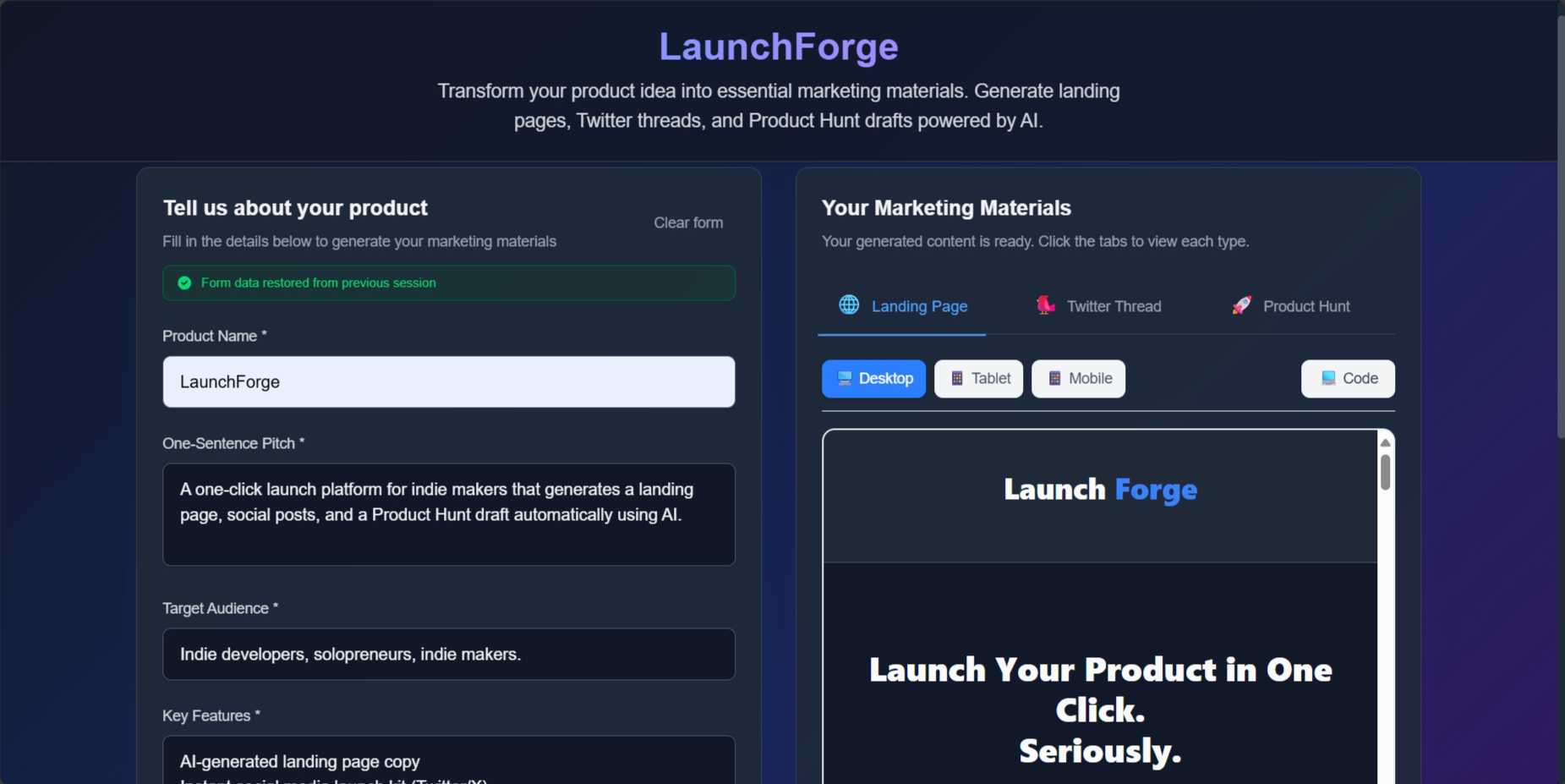 LaunchForge logo