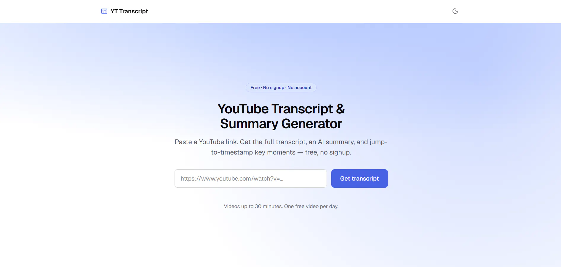 YouTube Transcript & Summary Generator gallery image