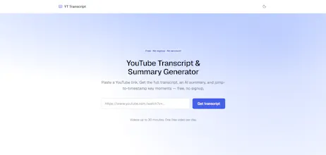 YouTube Transcript & Summary Generator gallery image