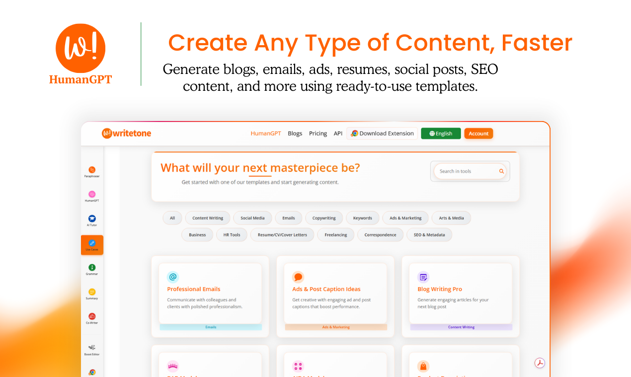 Writetone HumanGPT - Screenshot 5 showing product features and functionality