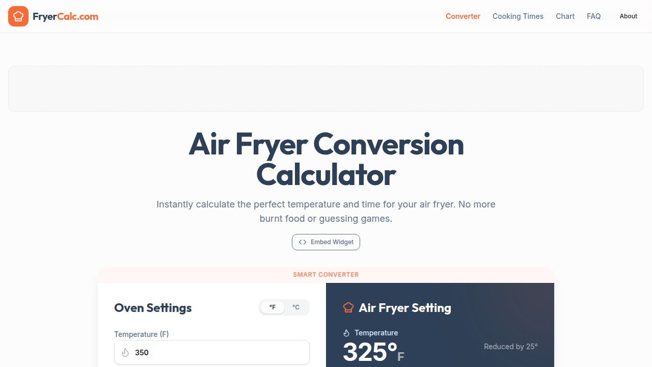 Oven to Air Fryer Time & Temp - Main product screenshot demonstrating key features and user interface