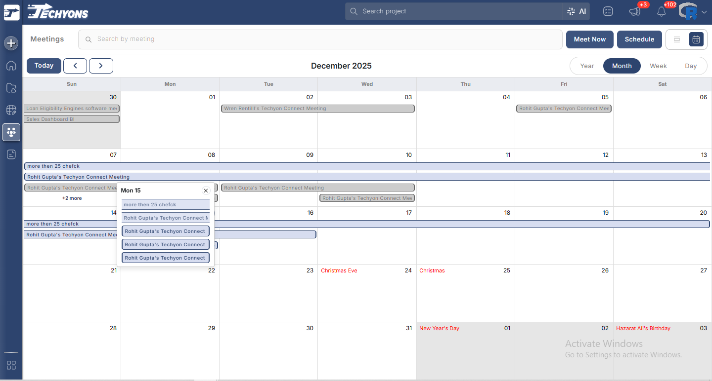 Techyons Metings - Screenshot 3 showing product features and functionality