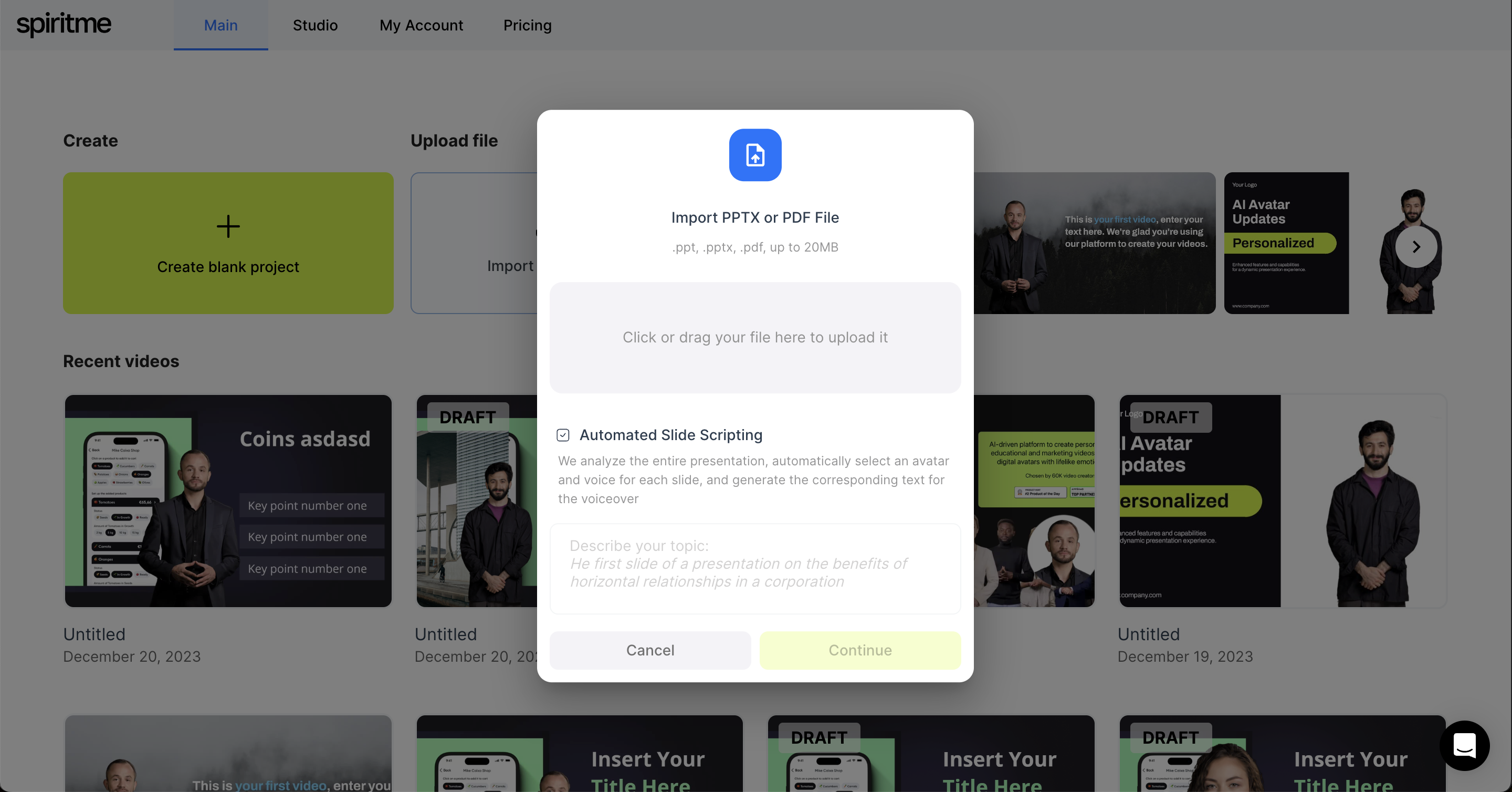 Spiritme AI Scriptwriter - Включите свой PDF в видео объяснения всего за два щелчка медиа 2