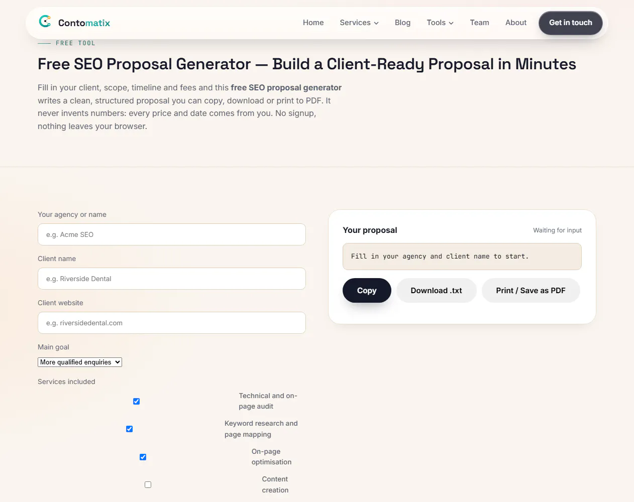 Contomatix SEO Proposal Generator gallery image