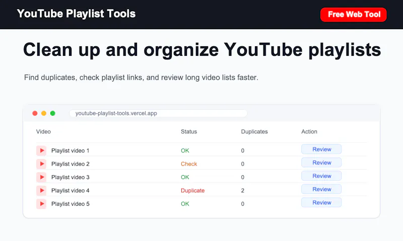 YouTube Playlist Tools screenshot 1