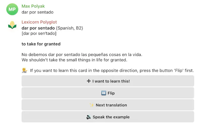Lexicorn: Telegram Vocabulary Builder gallery image