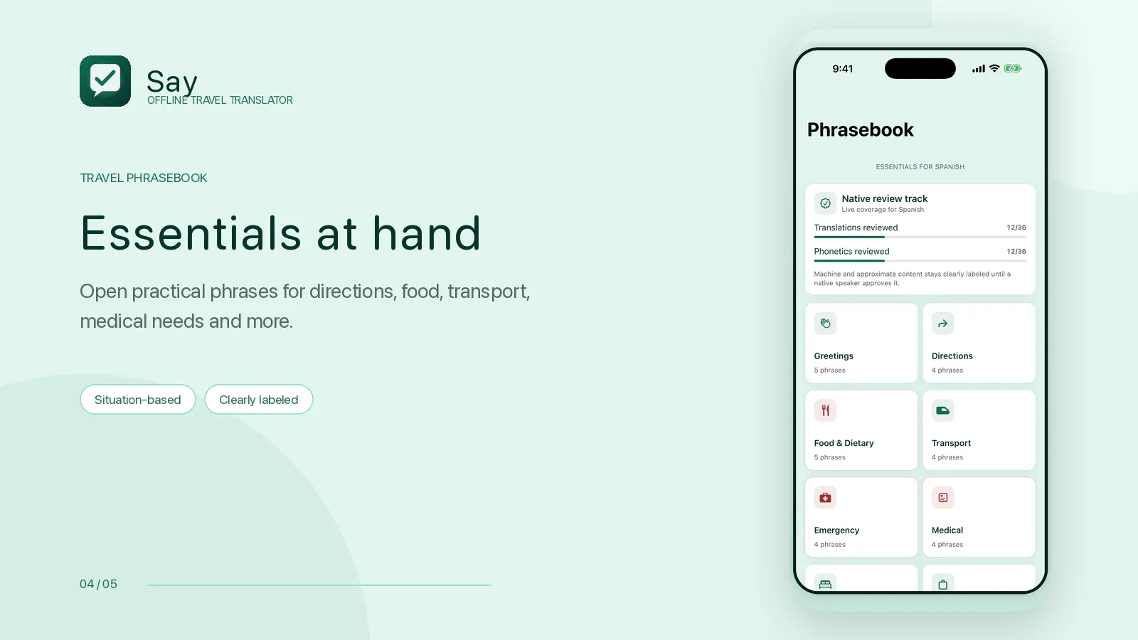 Say — Offline travel translator screenshot