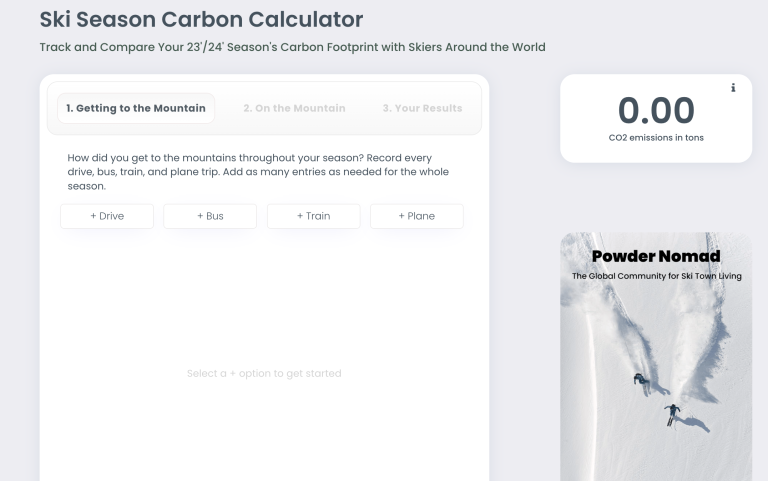 Calcolatore del carbonio della stagione sciistica - Tieni traccia dell'impronta di carbonio della tua stagione da 23 '/24' media 1