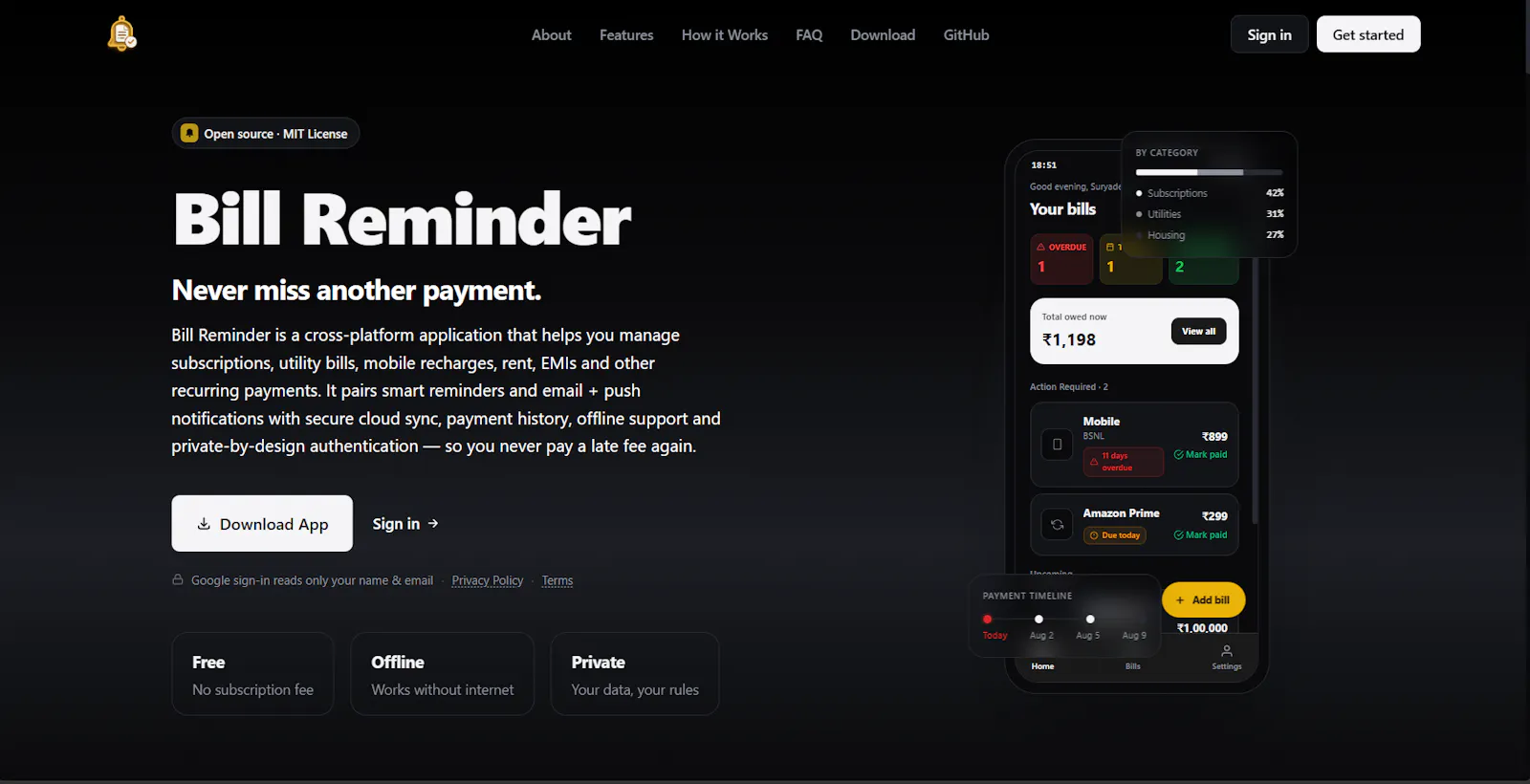 Bill Reminder screenshot 1