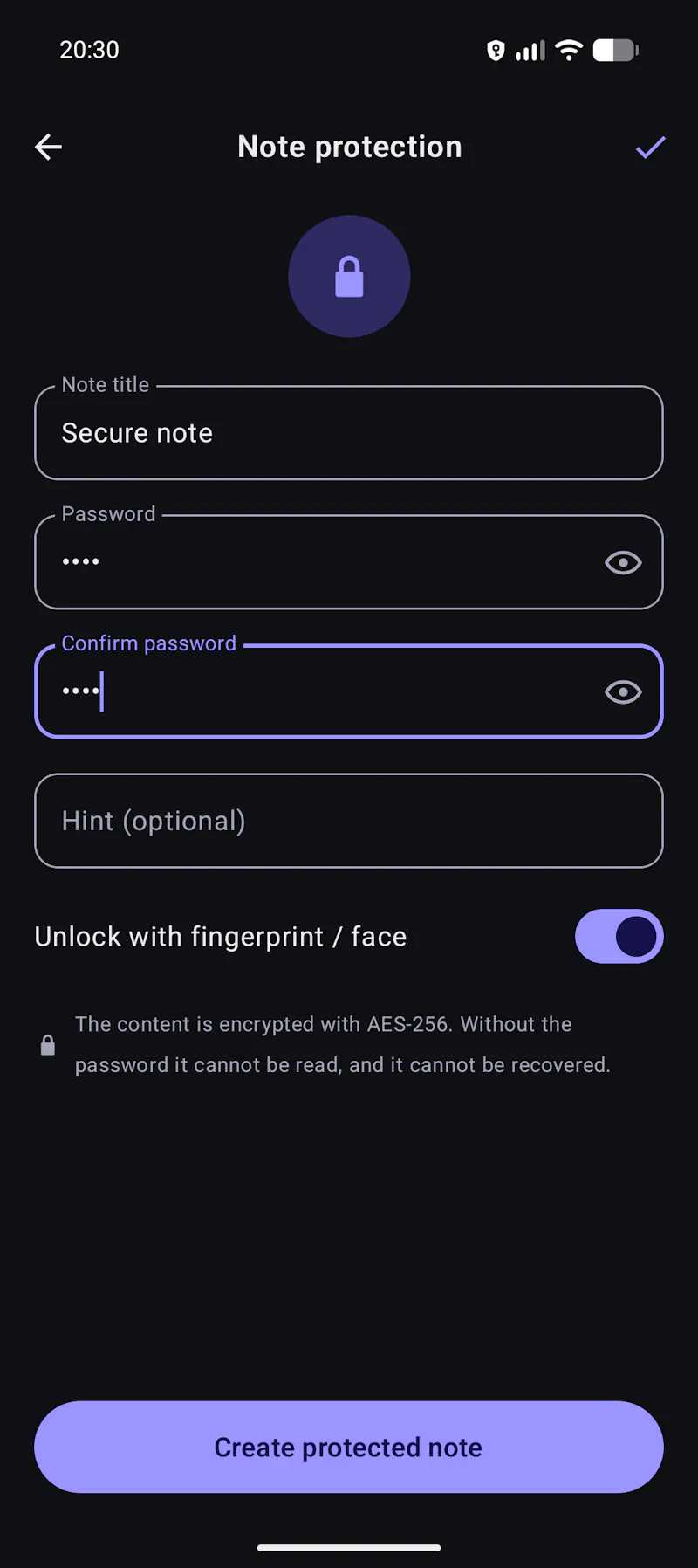Notes: private & encrypted screenshot 3
