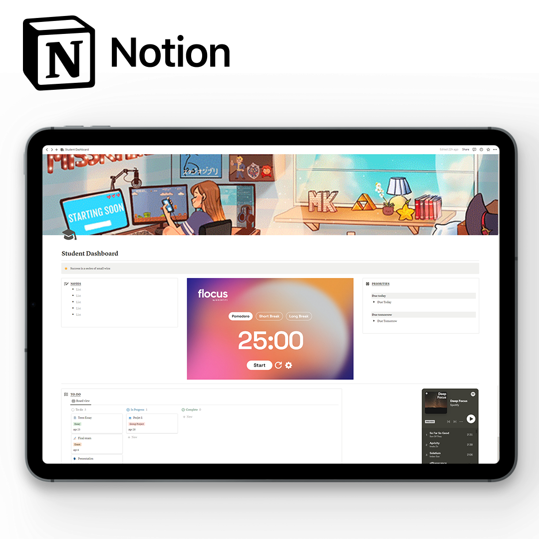 Student Dashboard Notion Template