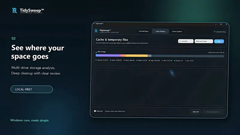 TidySweep Software screenshot 1 (video preview)