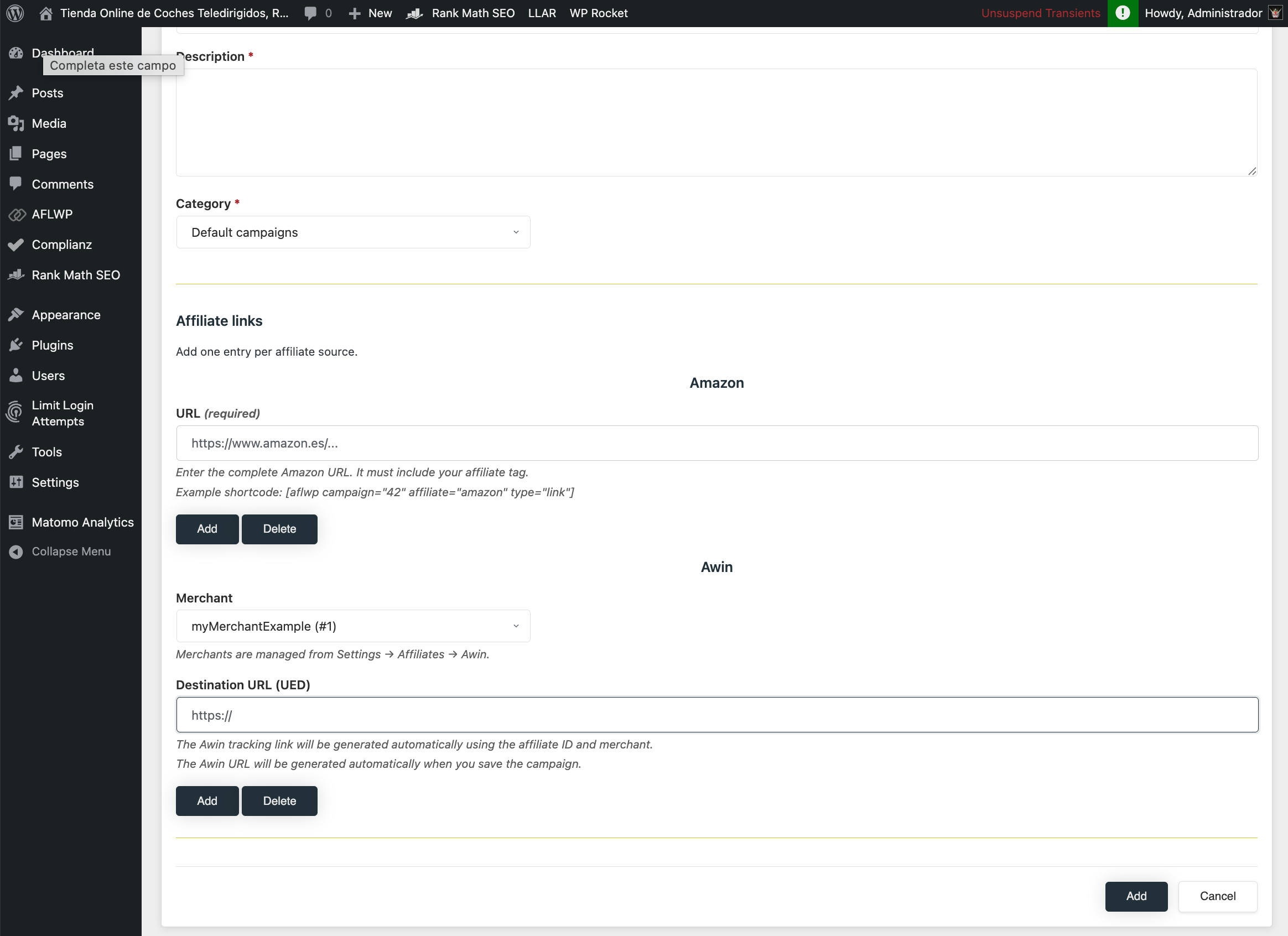 AFLWP - Affiliates Wordpress - Screenshot 3 showing product features and functionality