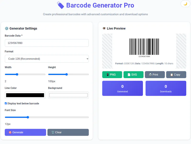 FreeWWW Barcode Generator screenshot 1