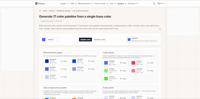 Color Palette Generator - 17 Schemes screenshot 1