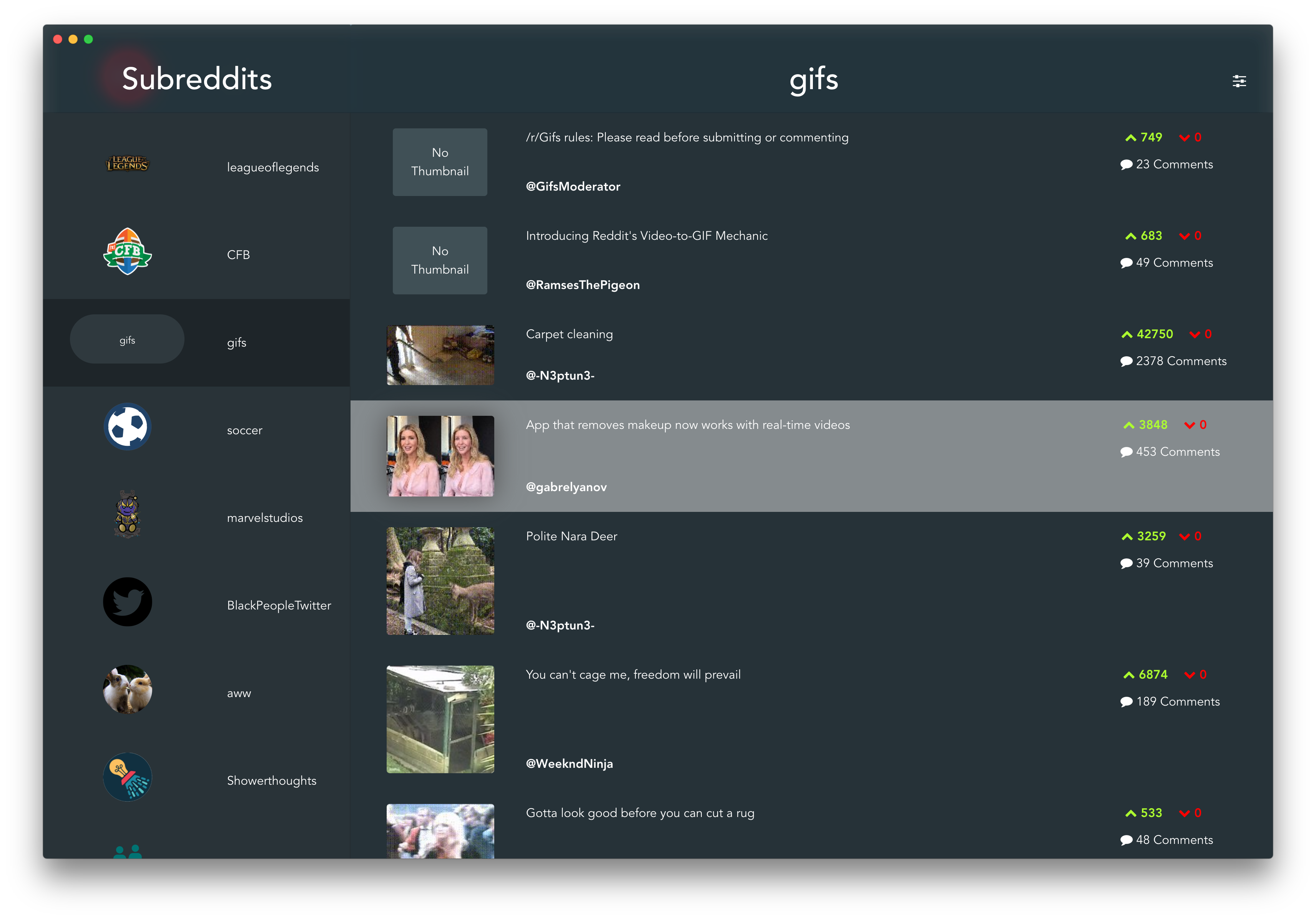 Electron Reddit Client gallery image