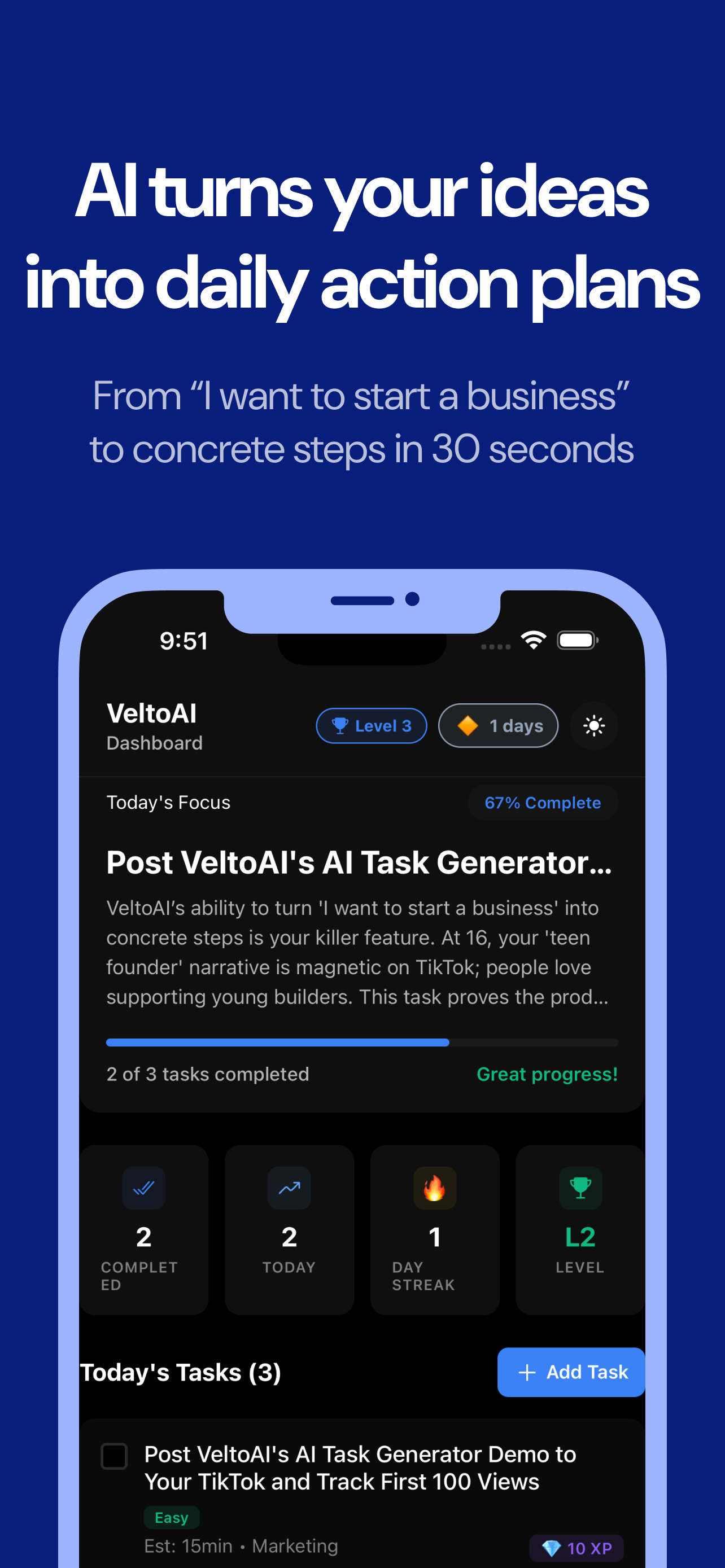 VeltoAI - Main product screenshot demonstrating key features and user interface