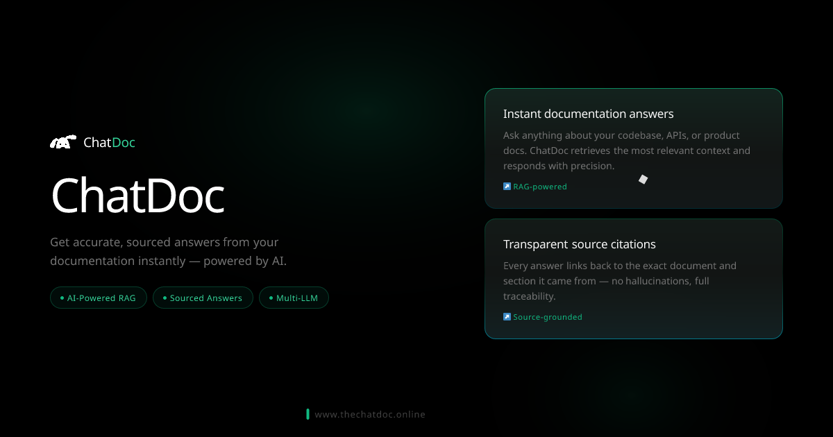 TheChatDoc Chat with your docs instantly - Main product screenshot demonstrating key features and user interface