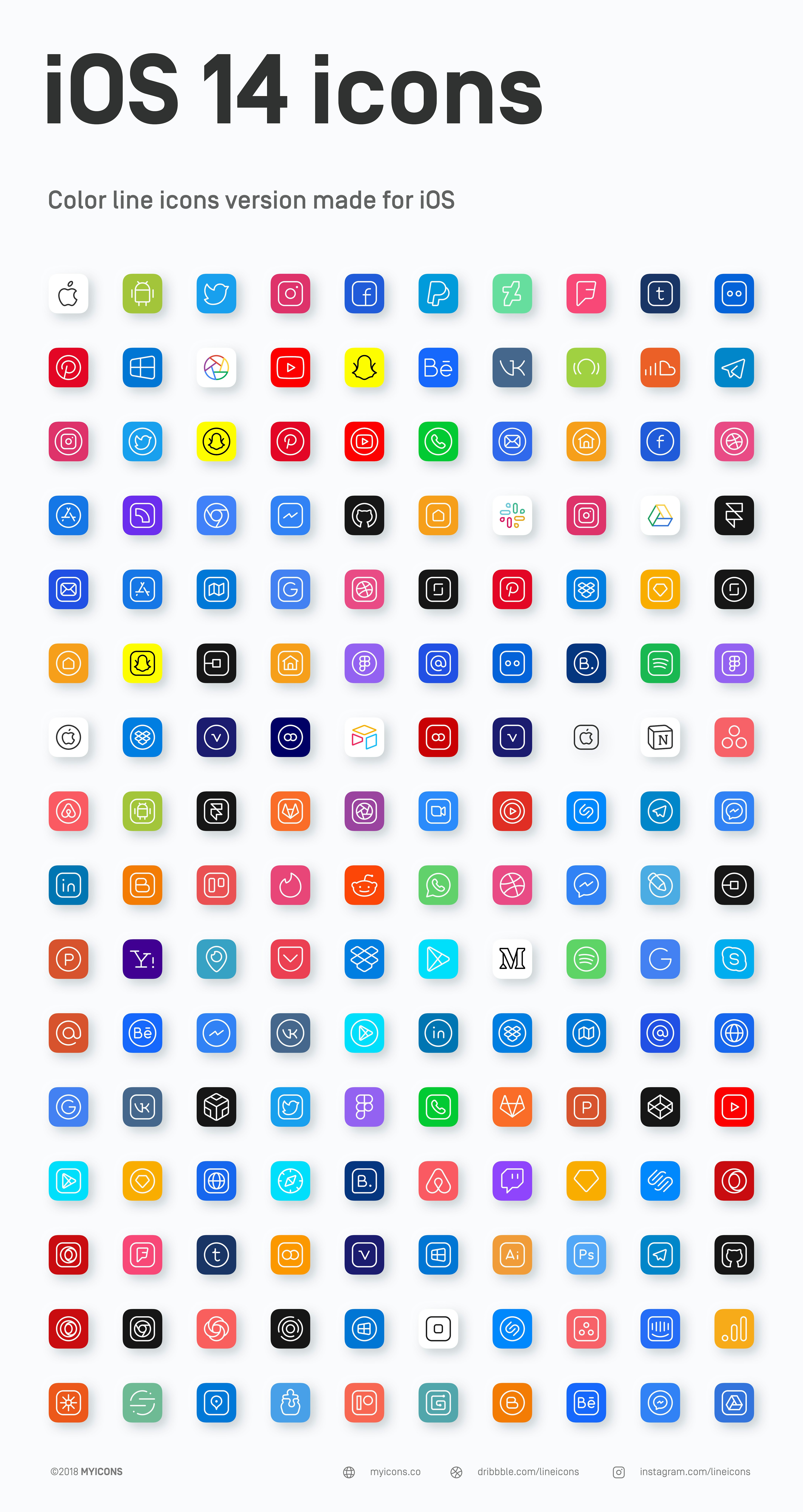 iOS 14 ICONS home screen line icon pack gallery image