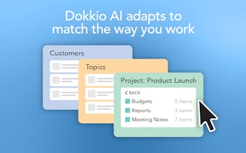 AI技術イラスト - 高度なAI技術をアーティスティックに表現し、DokkioがAIを利用してコンテンツにインテリジェントにタグ付けし、整理していることを強調しています。