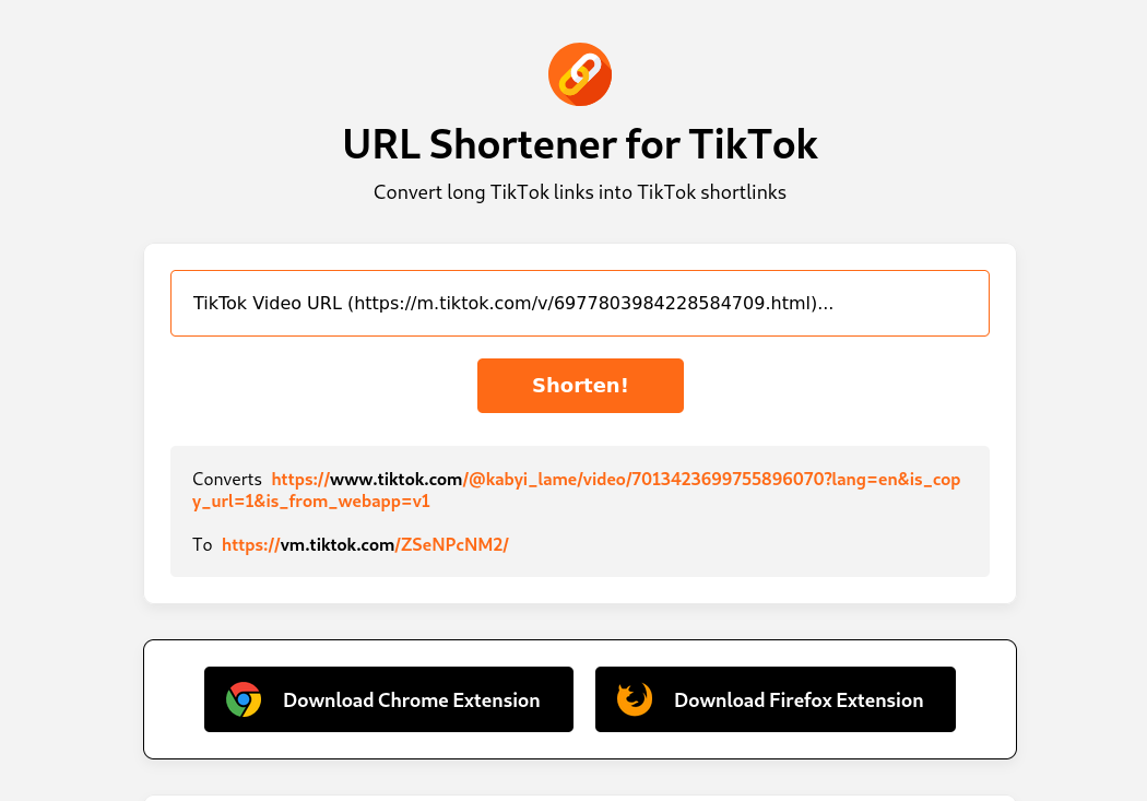 URL Shortener for TikTok gallery image