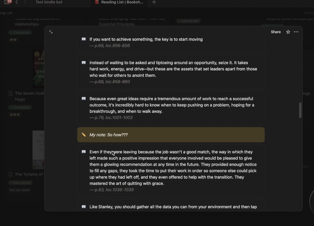Kindle → Notion bot - Screenshot 5 showing product features and functionality