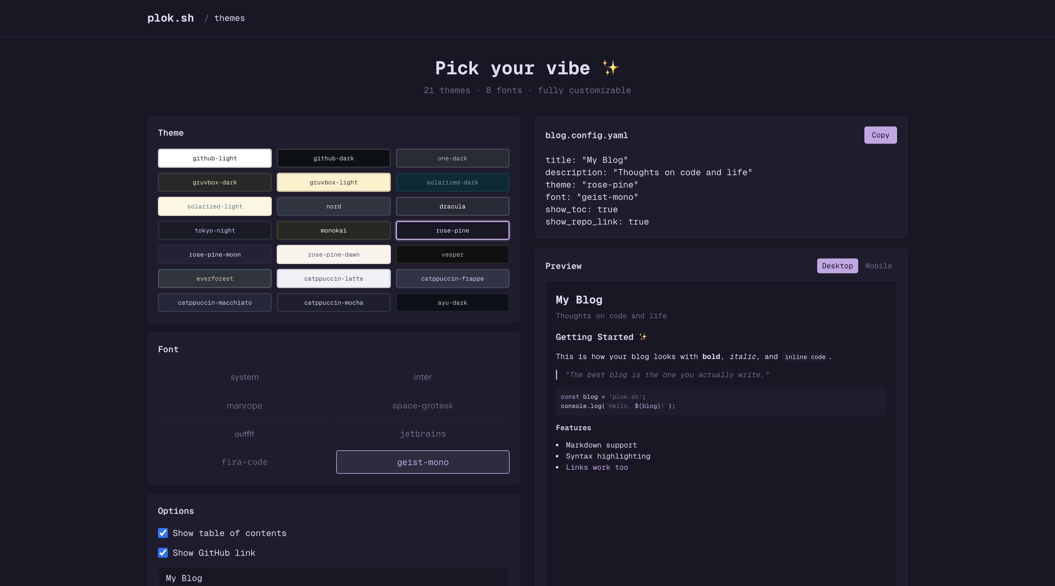 plok.sh - Screenshot 2 showing product features and functionality