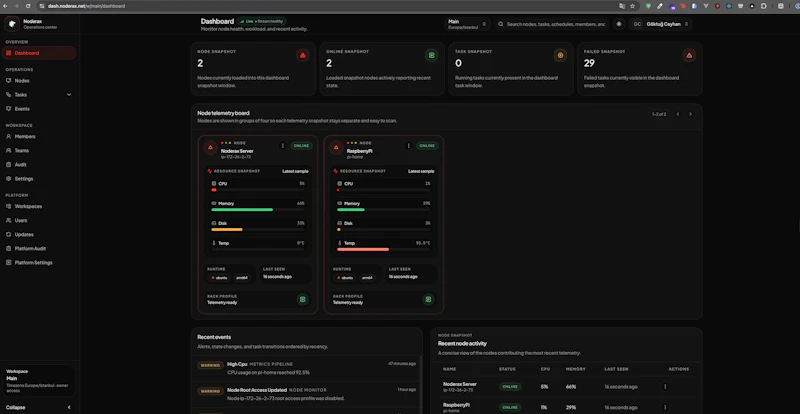 Noderax — Infrastructure Control Plane screenshot 2