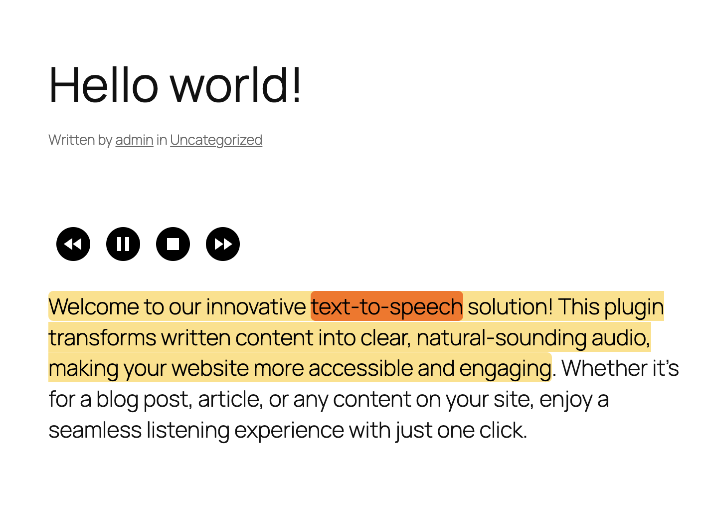 Media Teks semula jadi untuk ucapan - Teks ke ucapan dengan plugin sorotan WordPress 1
