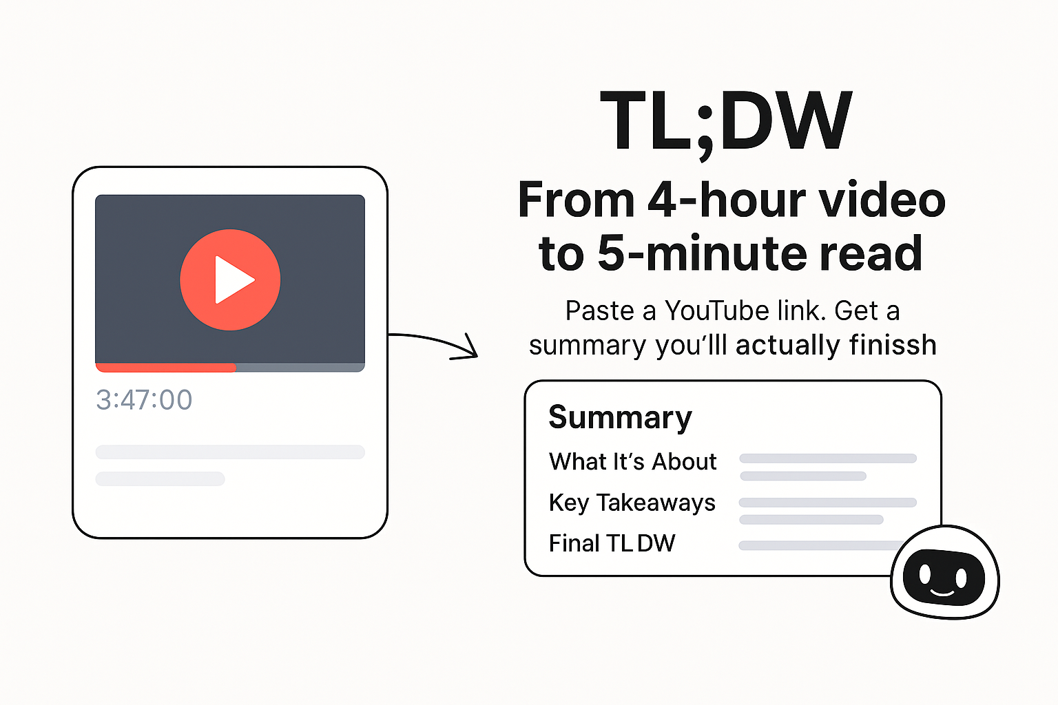 Tl; dw (demasiado largo; no miré) - Convierta los videos de YouTube de 4 horas en lecturas de 5 minutos. media 3