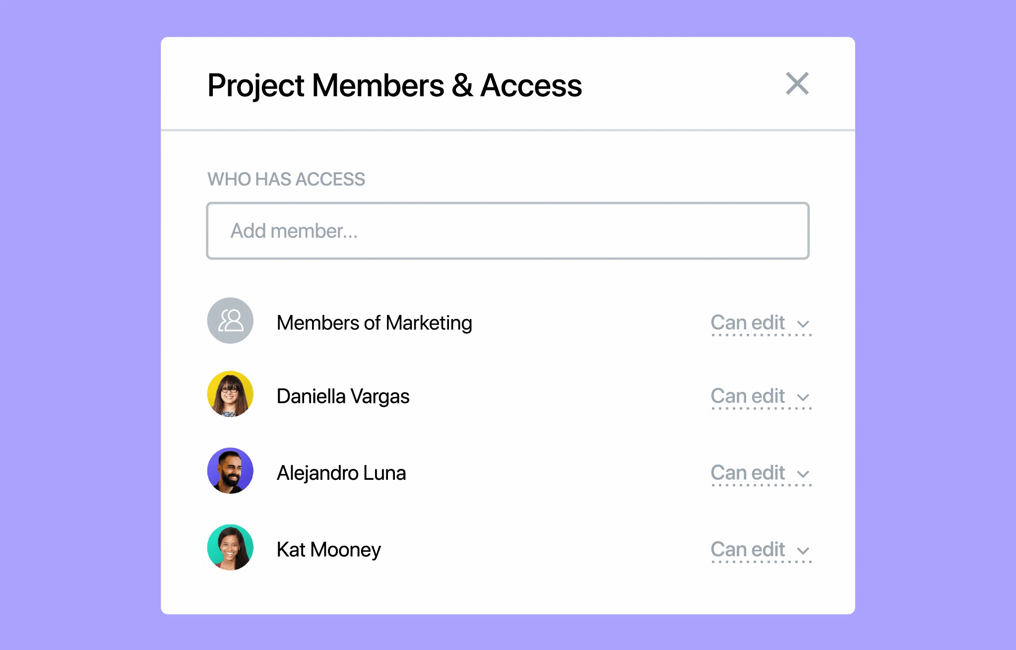 Comment-only projects in Asana