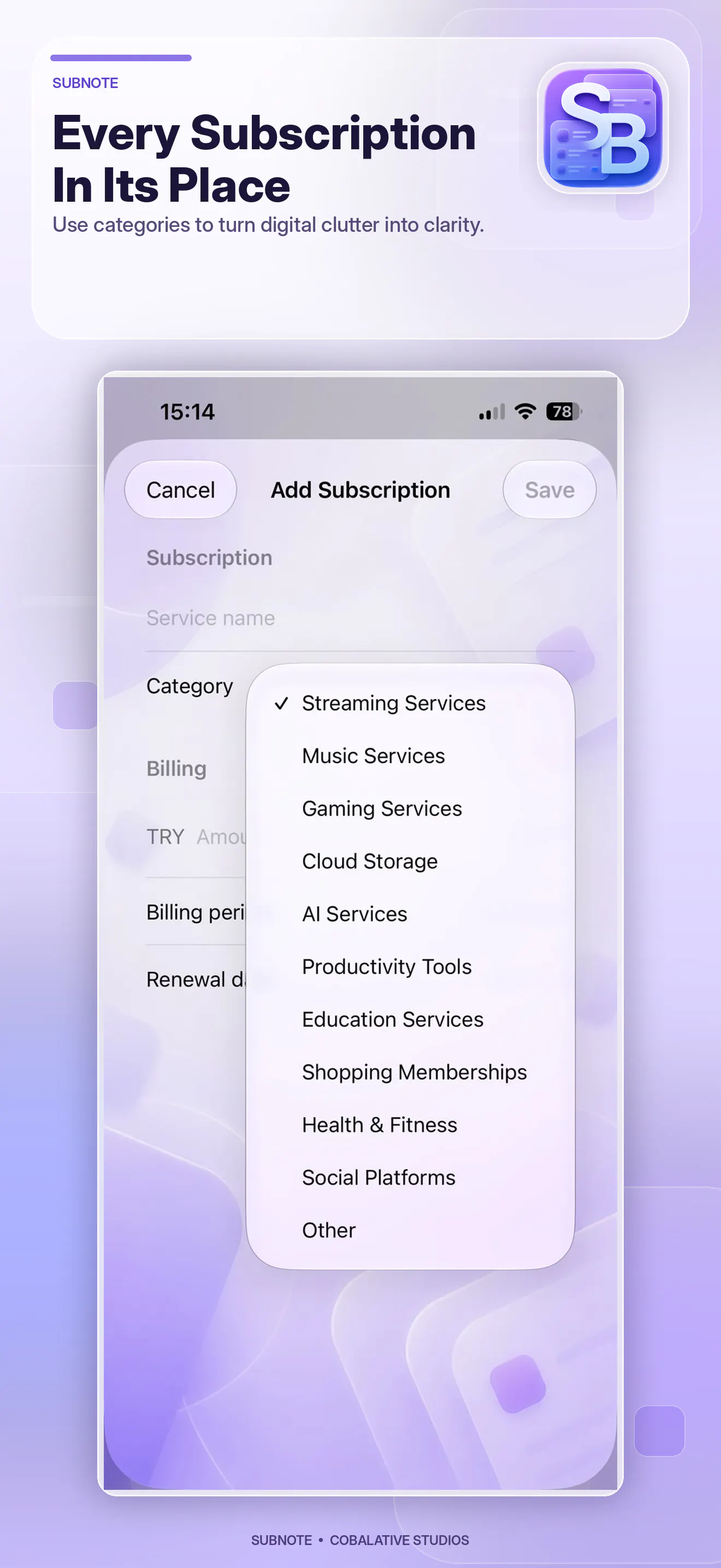 SubNote: Subscription Tracker gallery image