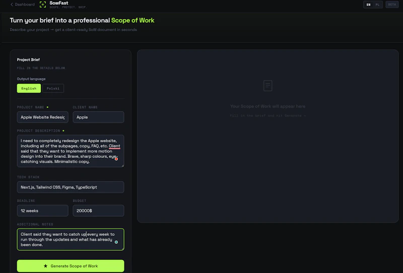 SowFast — Scope of Work Generator screenshot 5