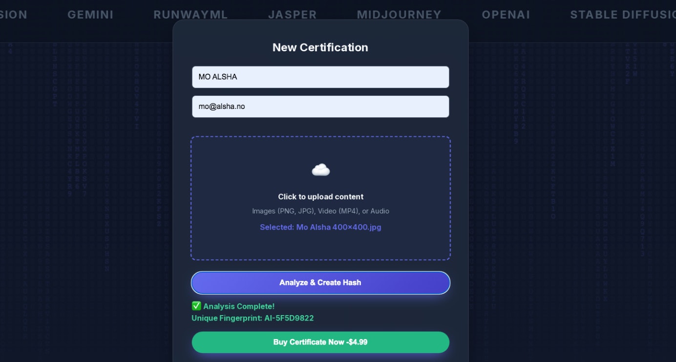 ProofOfAI - Screenshot 3 showing product features and functionality