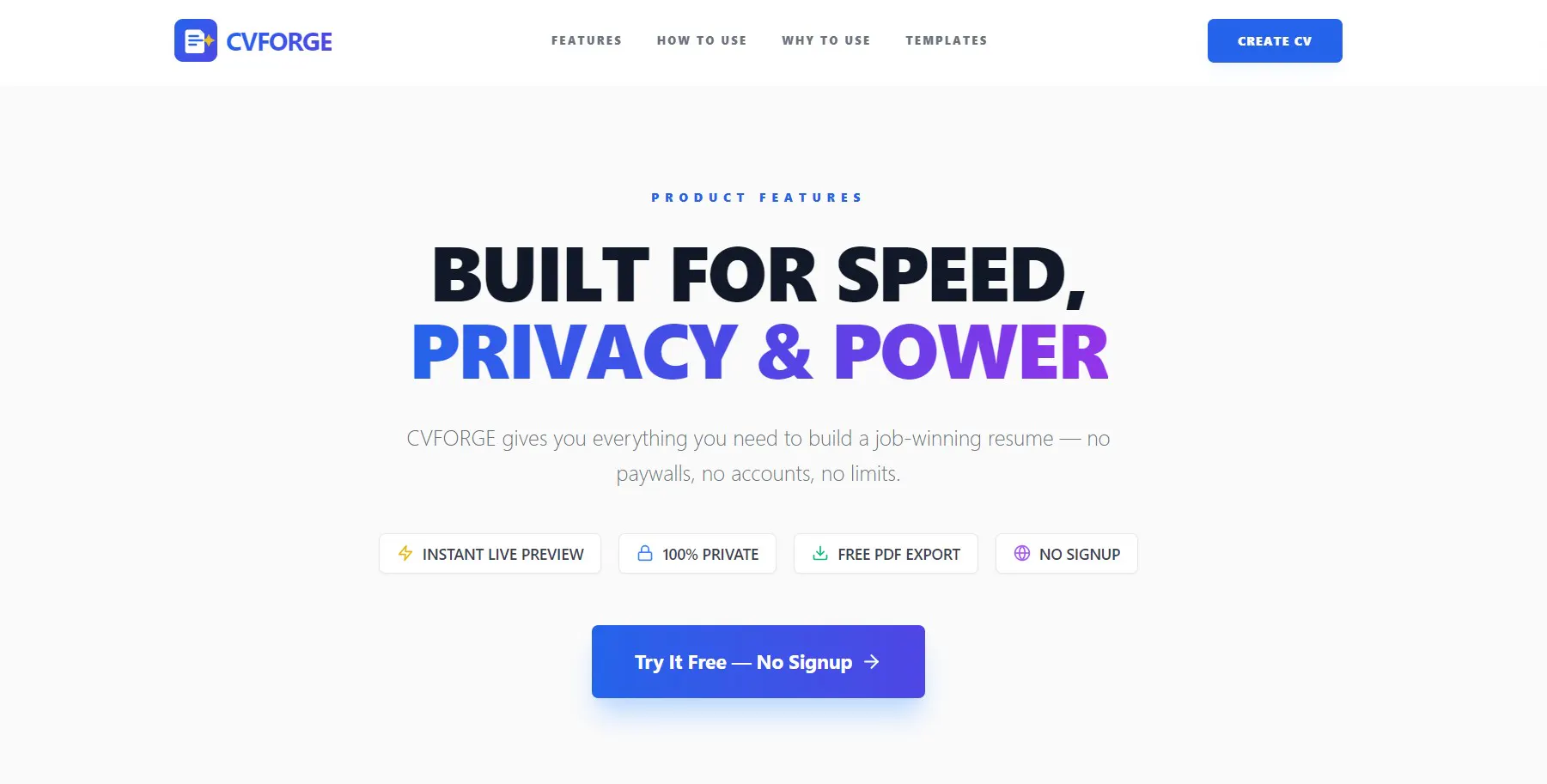 CVForgee – Free CV Builder & Templates 專案橫幅
