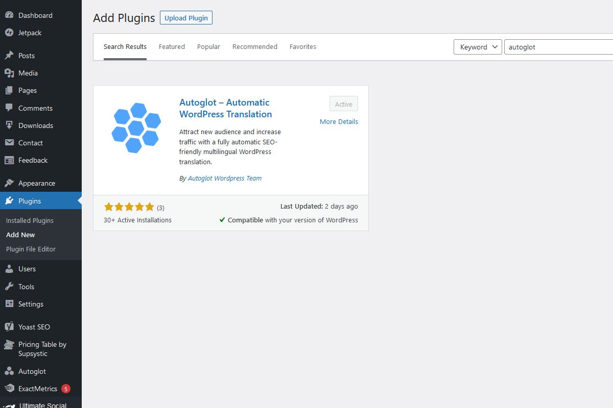 Autoglot - WordPress Перевод.Полностью автоматизированный, SEO -совместимый. медиа 1