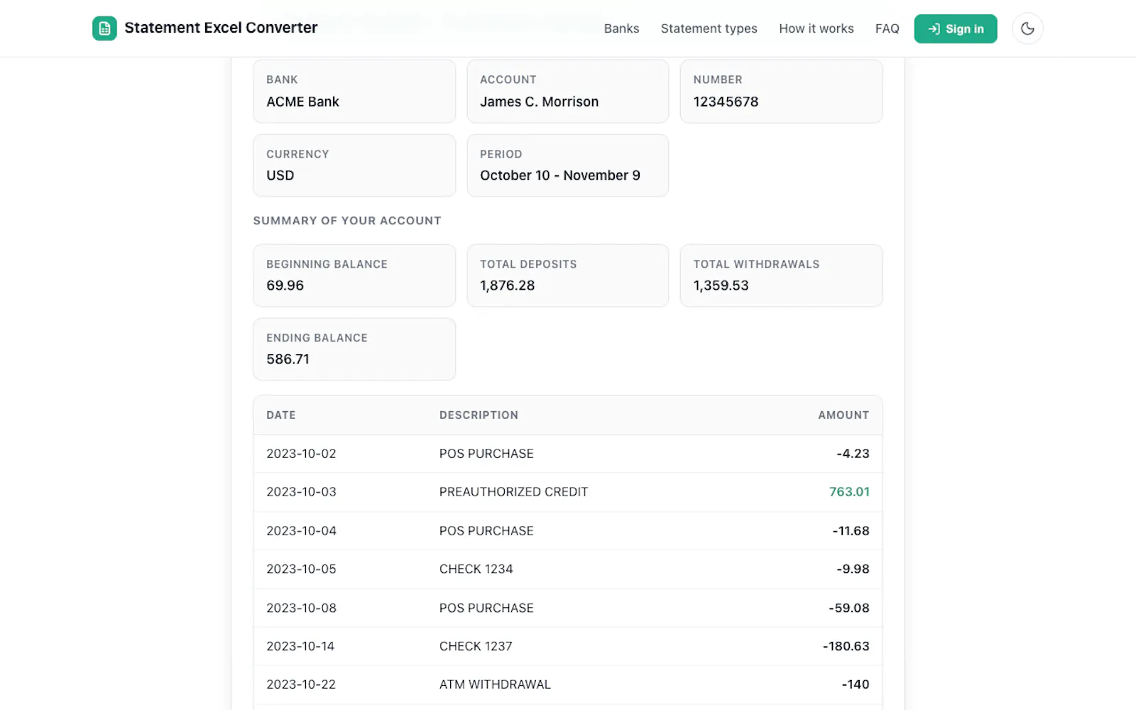 Statement Excel Converter screenshot 2