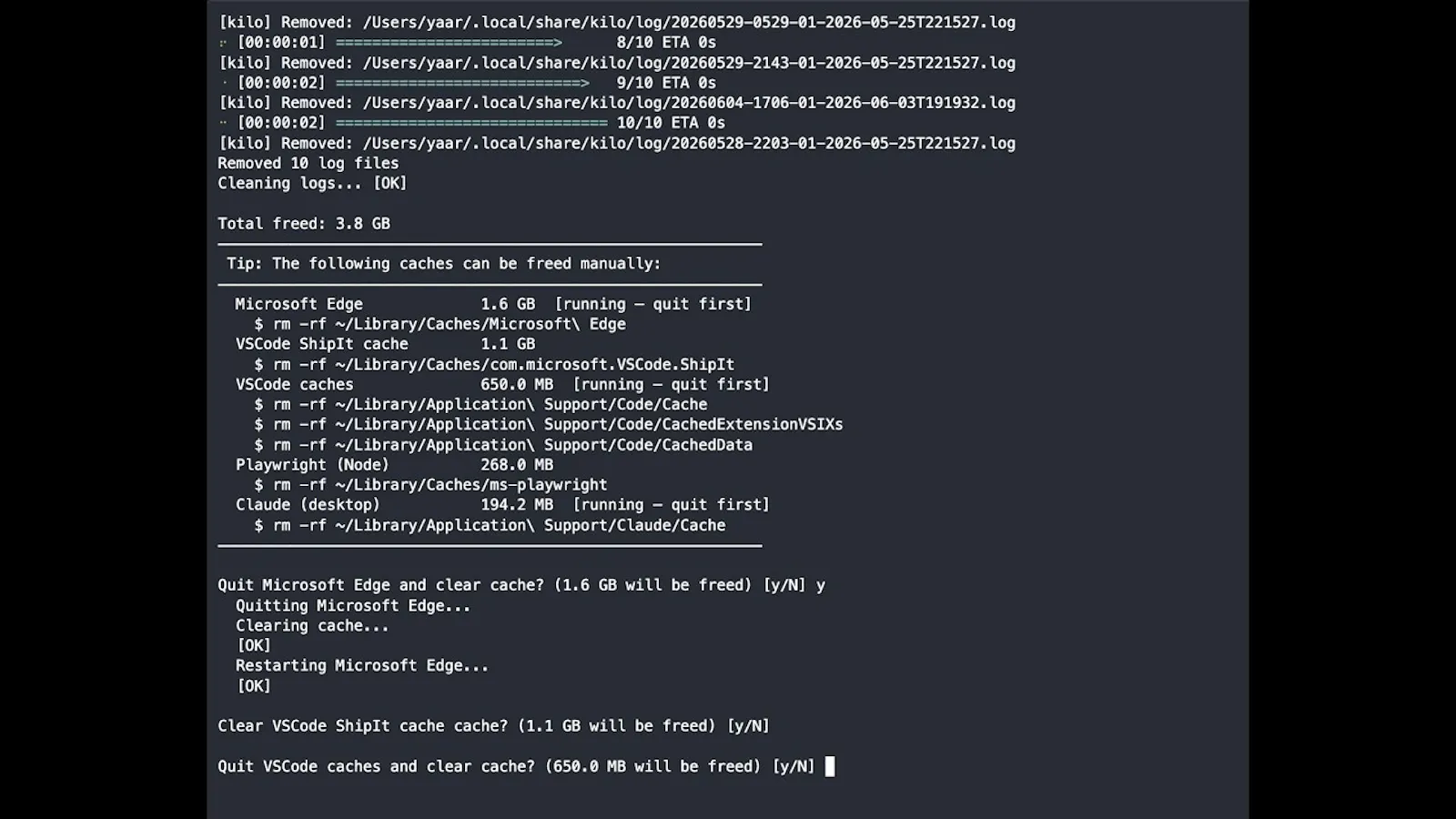 sasurahime — Cache Cleaner for Mac Dev screenshot 1 (video preview)