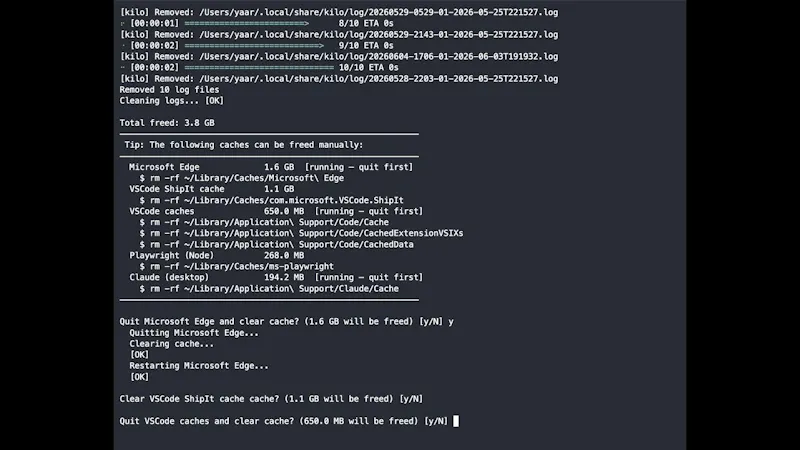 sasurahime — Cache Cleaner for Mac Dev screenshot 1 (video preview)