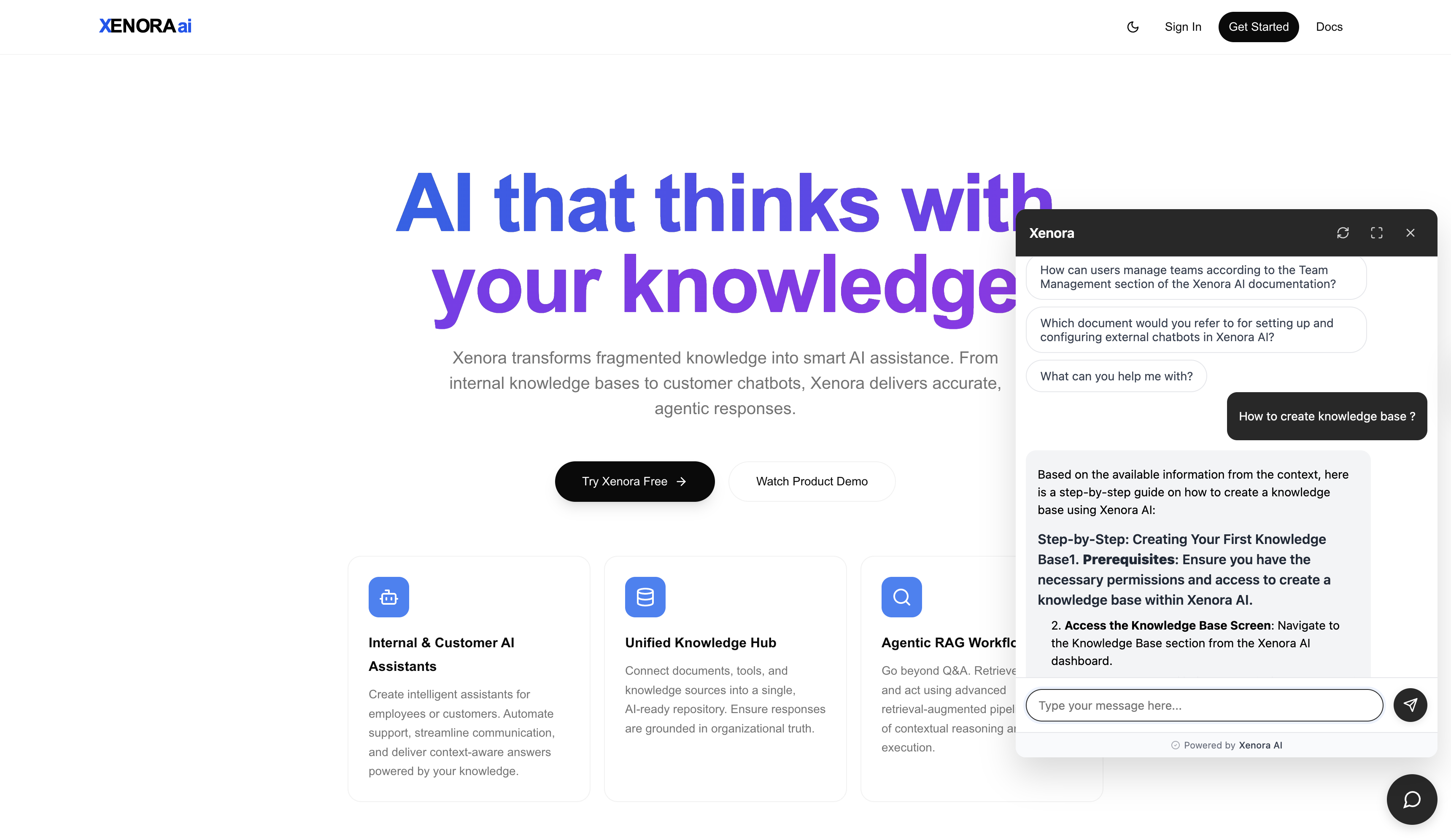 Xenora AI - Screenshot 2 showing product features and functionality
