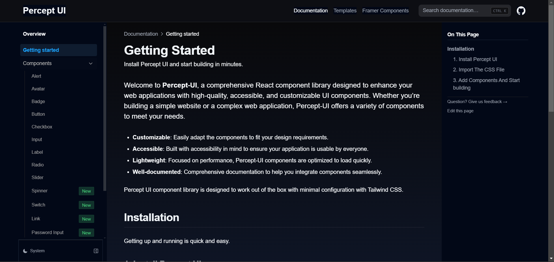 Percept UI gallery image