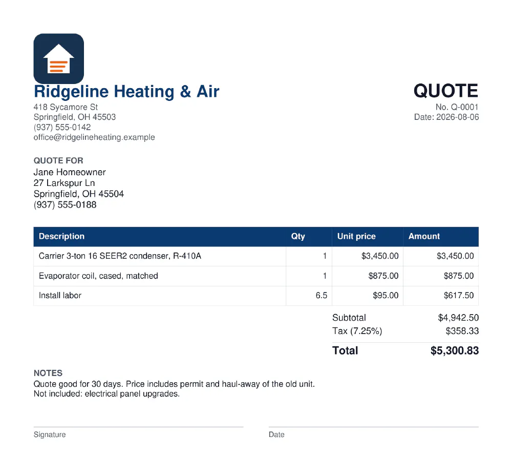 HVAC Quote Software gallery image