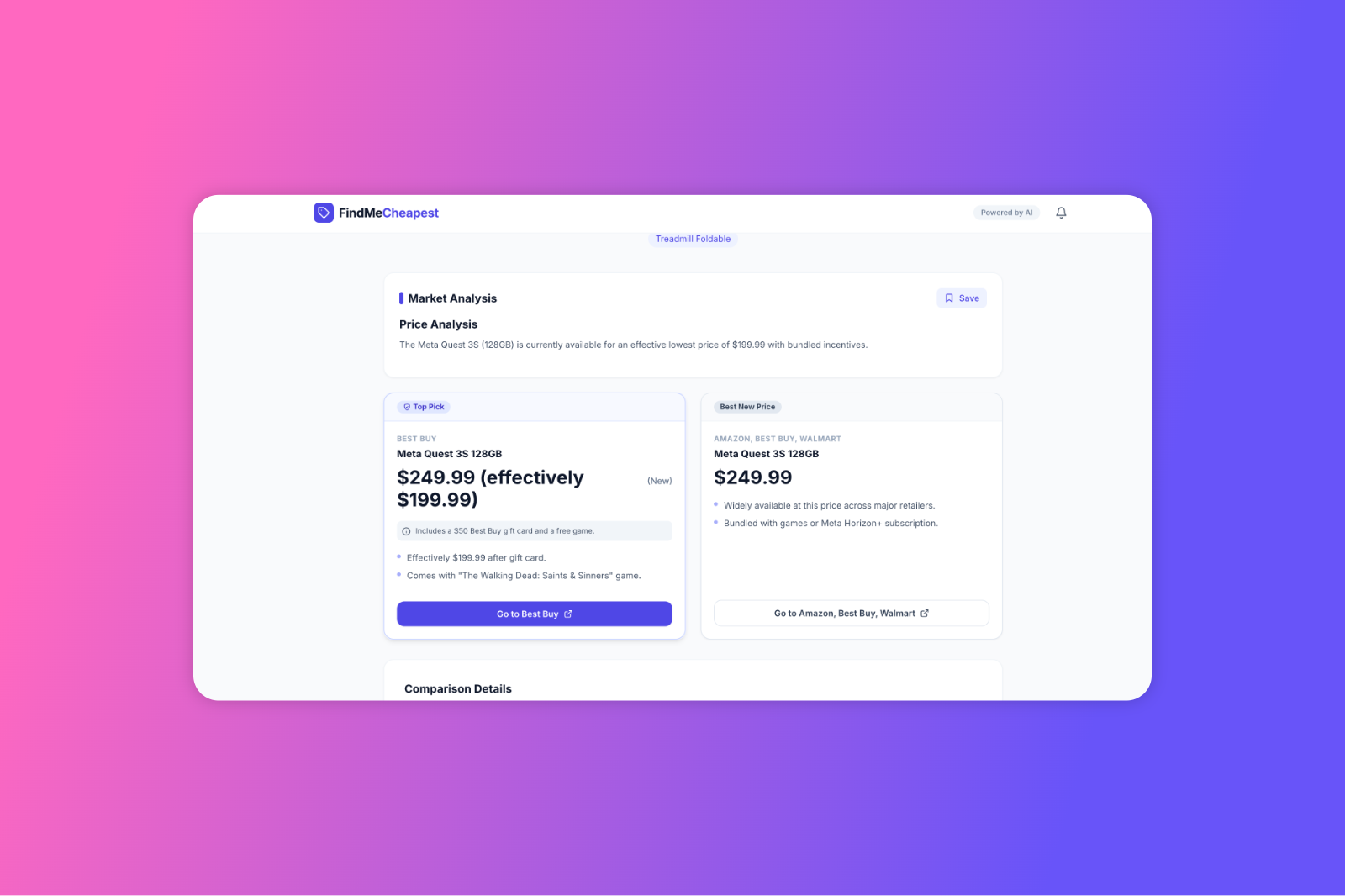 Find Me Cheapest - Screenshot 2 showing product features and functionality