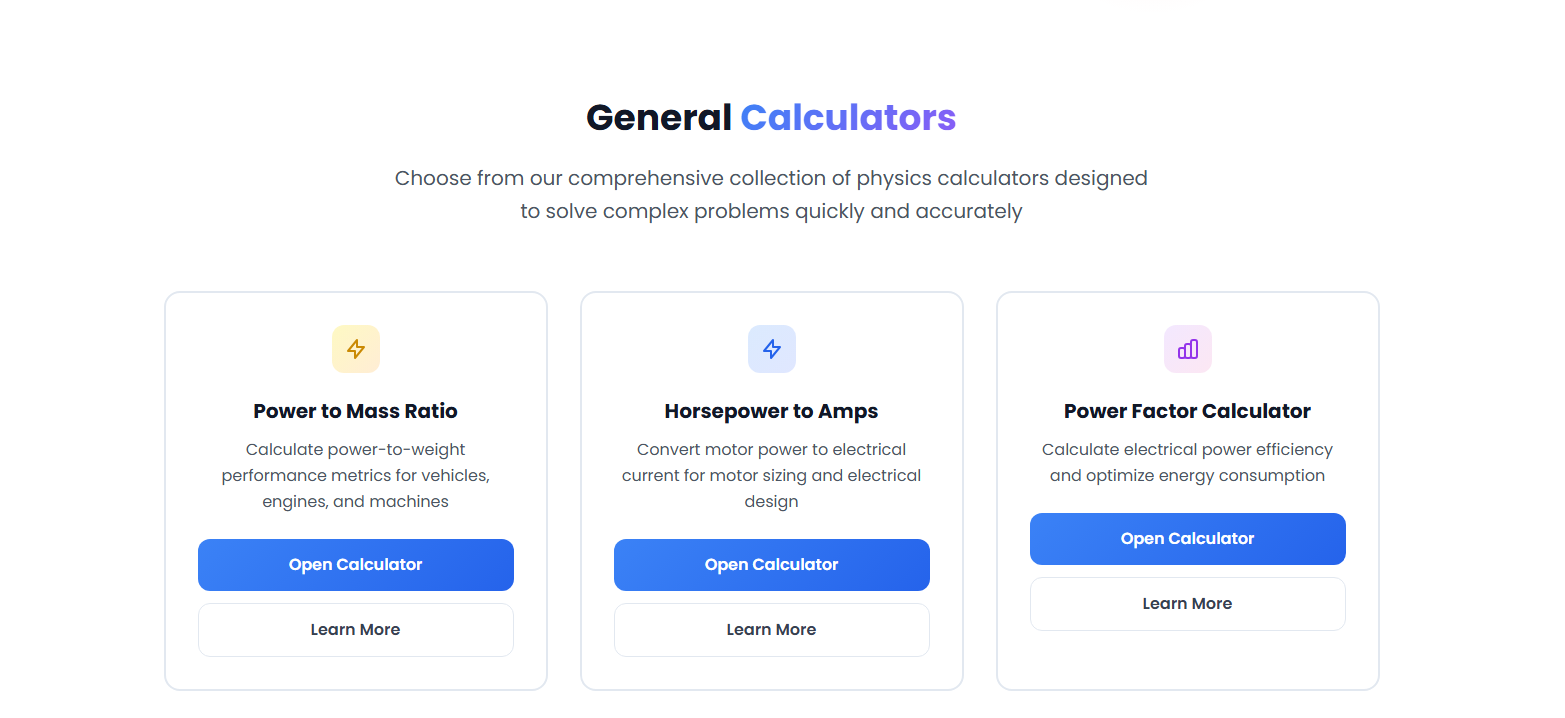 Physics Calculators gallery image